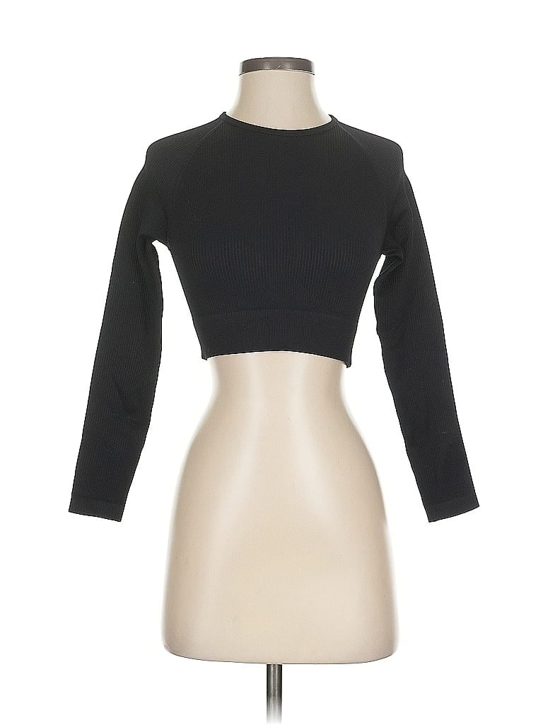 Pre-owned Unbranded 3/4 Sleeve T-shirt In Black