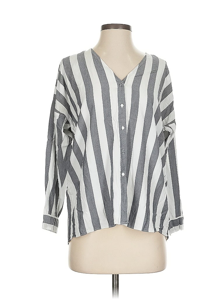 Pre-owned Zara Basic 3/4 Sleeve Blouse In Gray