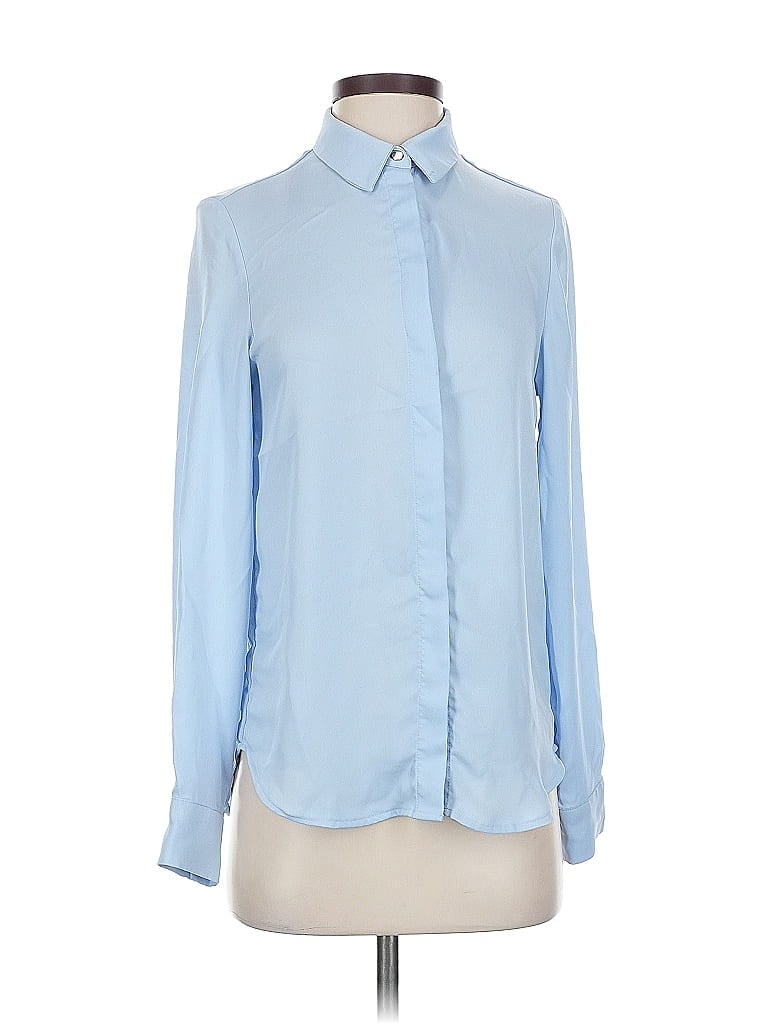 Pre-owned H&m Long Sleeve Blouse In Blue