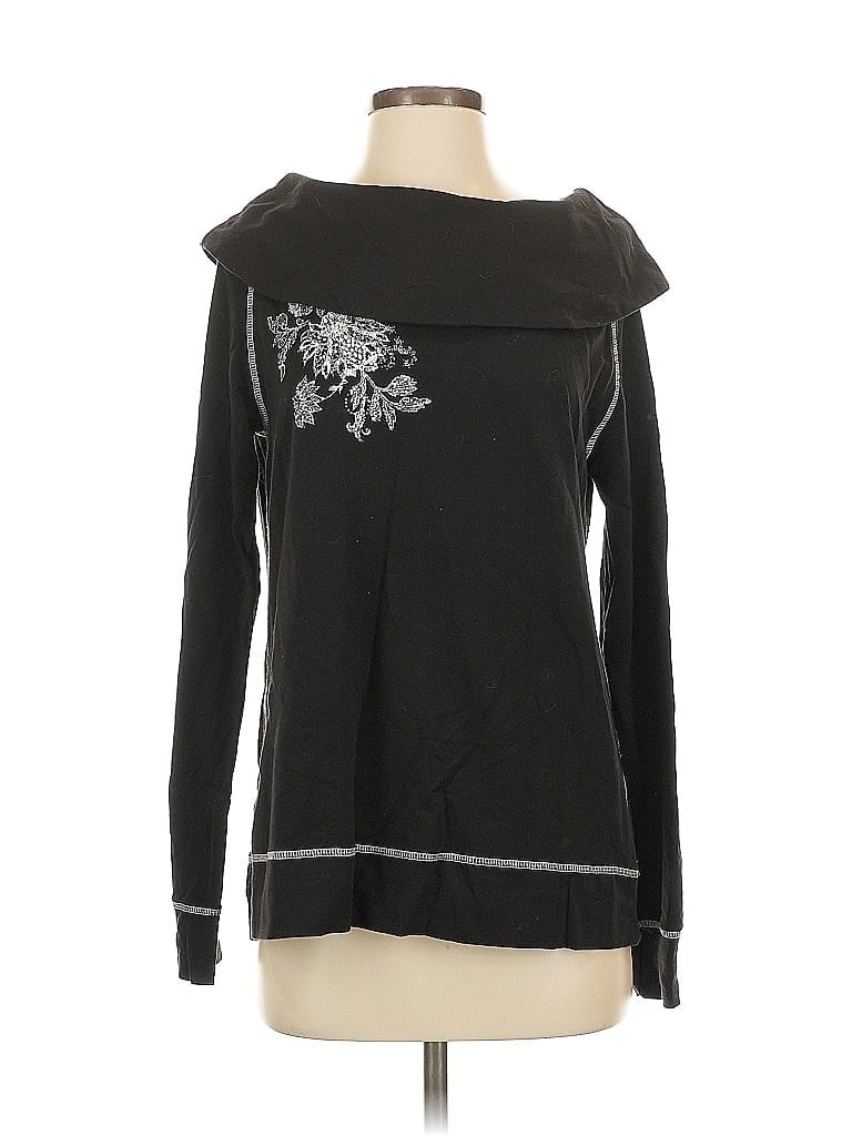 Pre-owned Zenergy By Chico's Long Sleeve T-shirt In Black