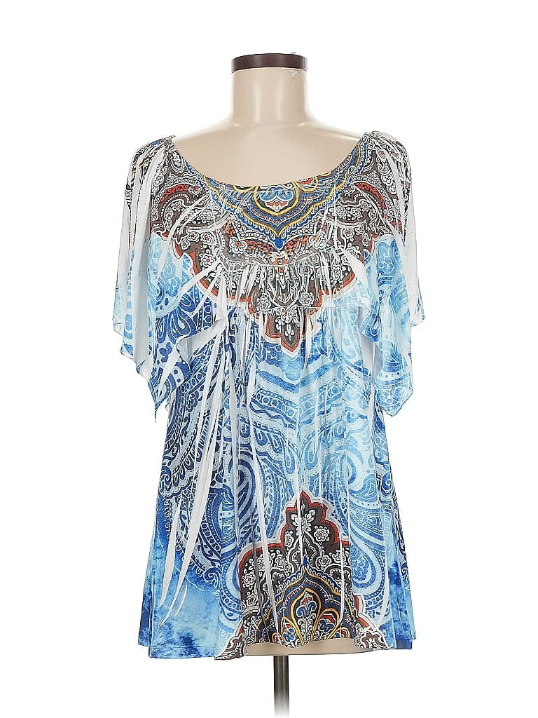 Click to view more detailed imagery on our partner's website Pre-owned Style & Co Short Sleeve Blouse In Blue