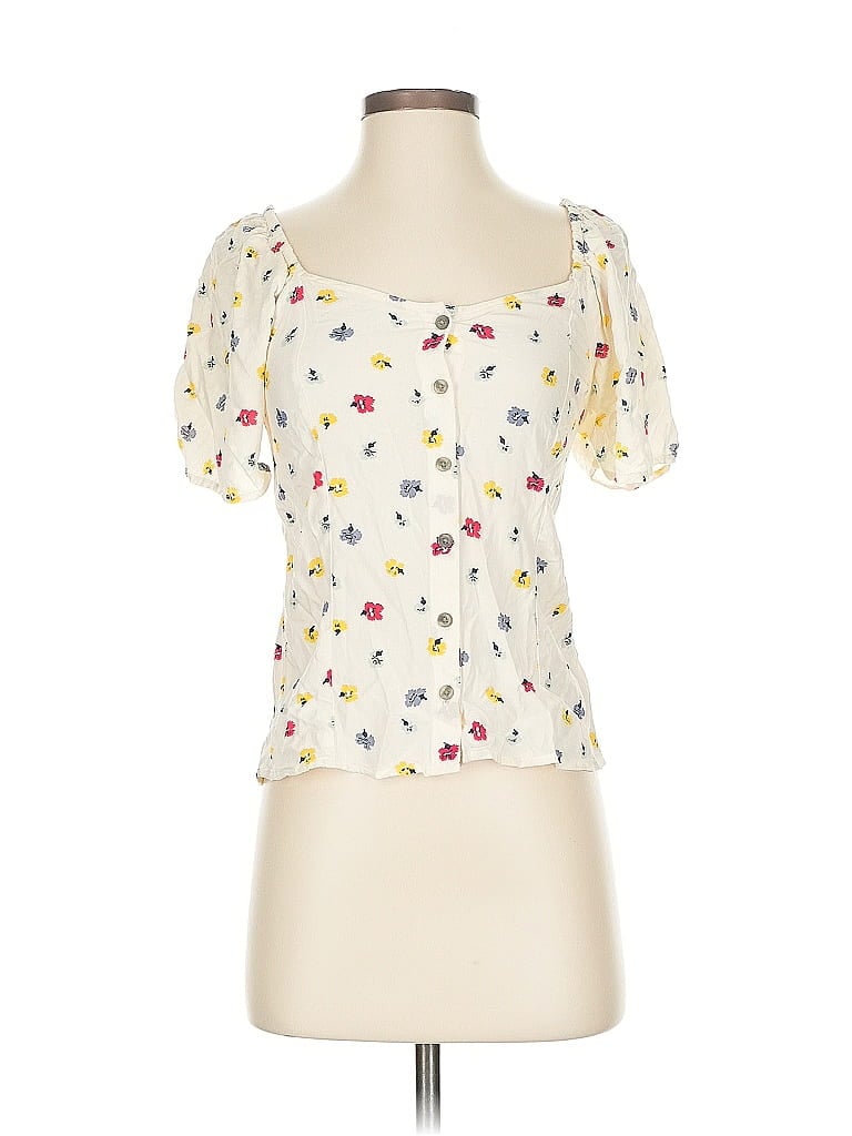 Pre-owned Madewell Short Sleeve Blouse In White