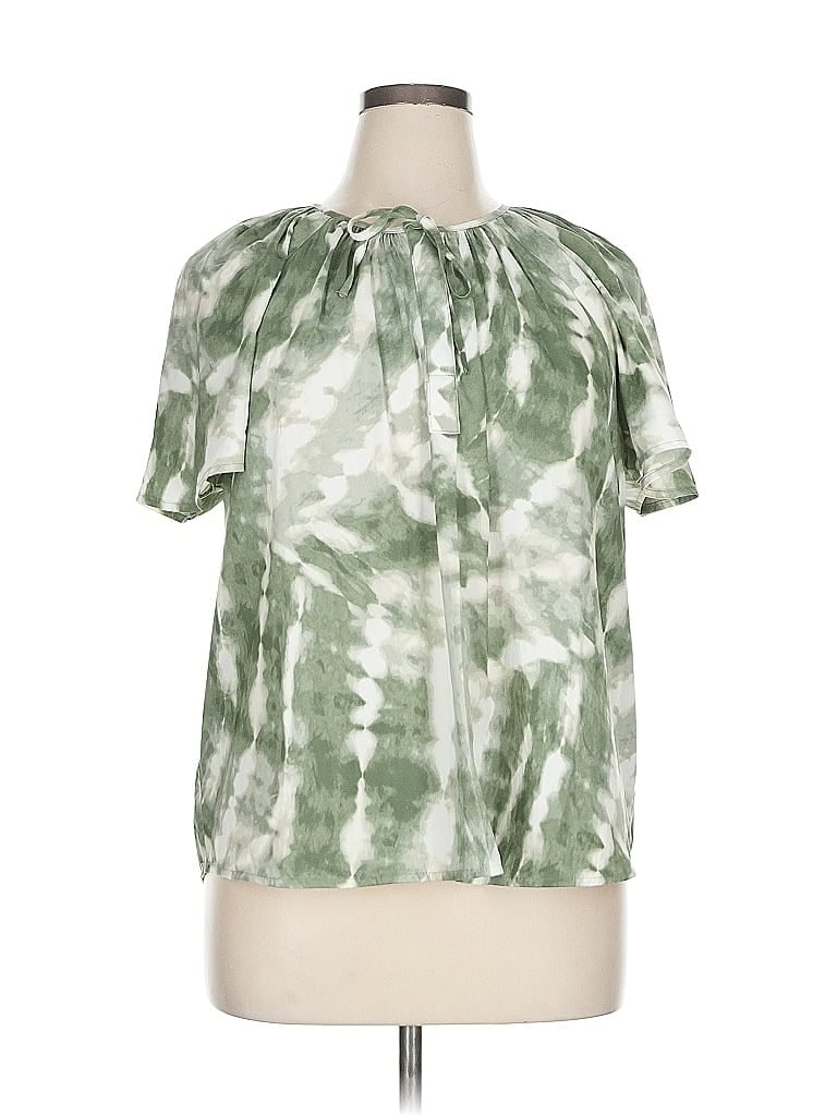 Pre-owned Simply Vera Vera Wang Short Sleeve Blouse In Green
