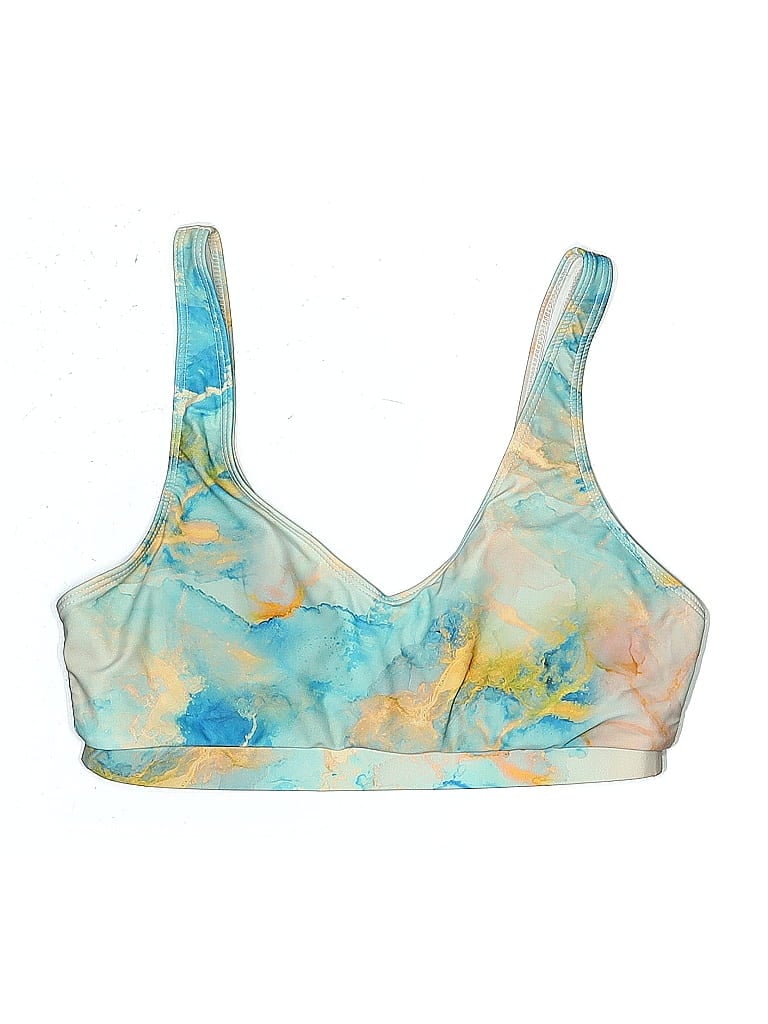 Pre-owned Unbranded Swimsuit Top Blue Tie-dye Pattern Swimwear