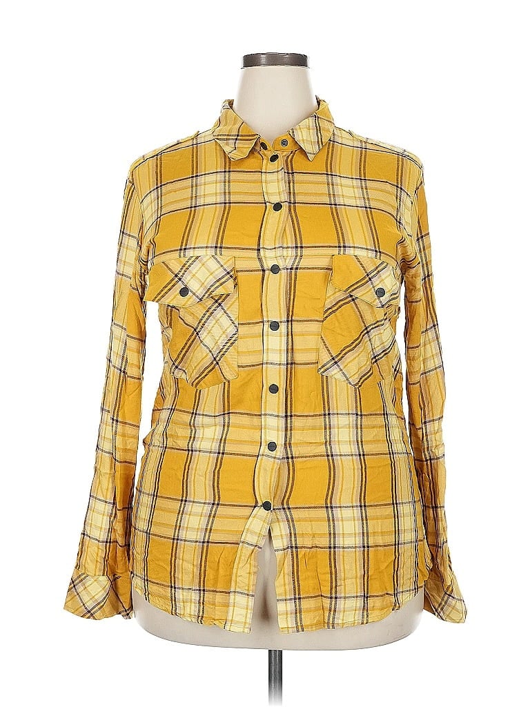 Pre-owned Sanctuary Long Sleeve Button Down Shirt In Yellow