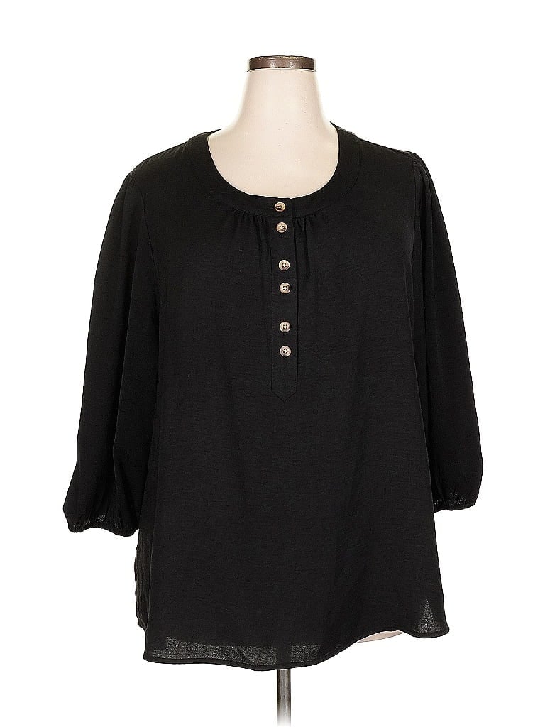 NEW DIRECTIONS Pre-owned 3/4 Sleeve Blouse In Black
