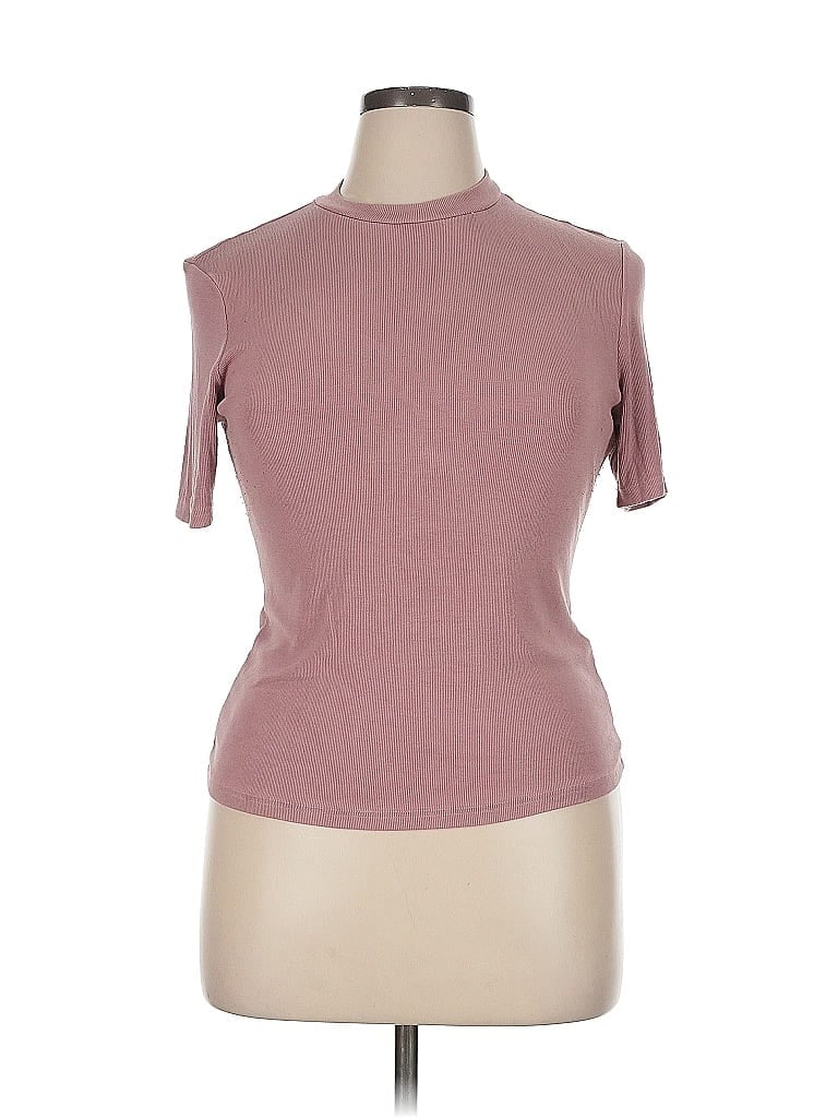 Pre-owned Shein Curve Short Sleeve Turtleneck In Pink