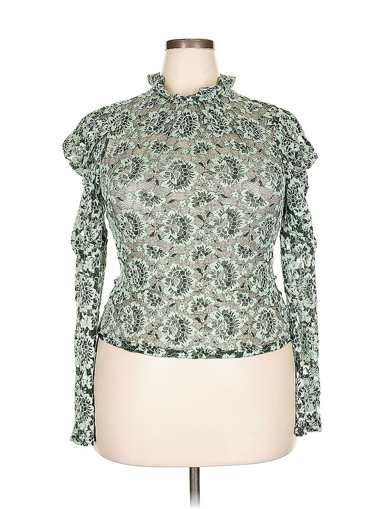 Pre-owned Left Coast By Dolan Long Sleeve Blouse In Green