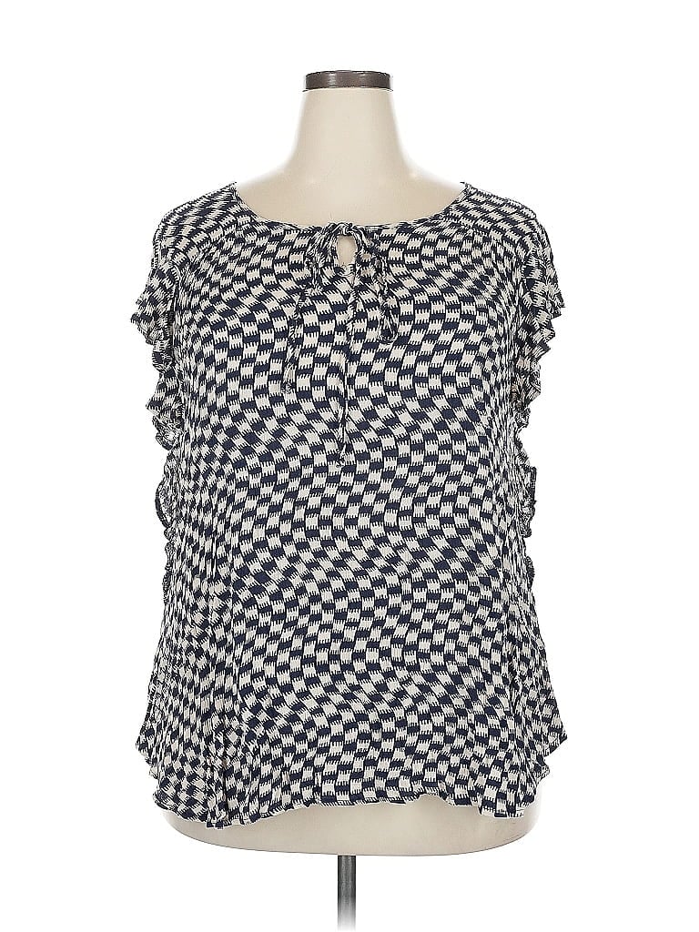 Pre-owned Jade By Jane Short Sleeve Blouse In Blue