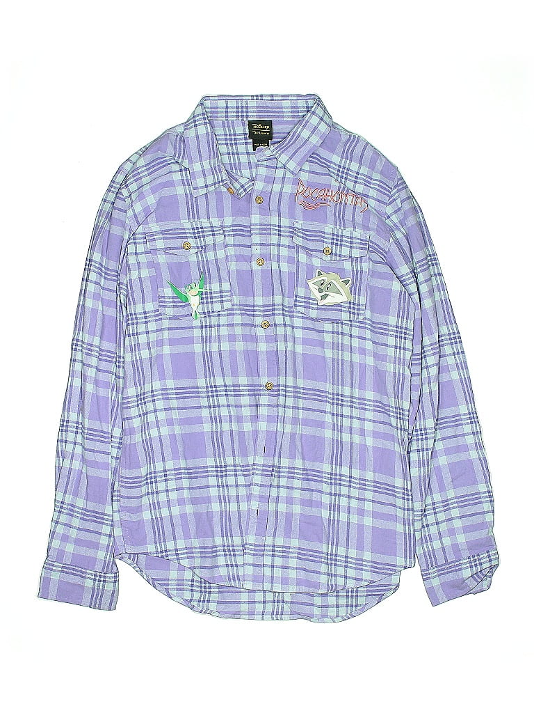 Disney Plaid Purple Long Sleeve Button-Down Shirt Size L (baby) - photo 1