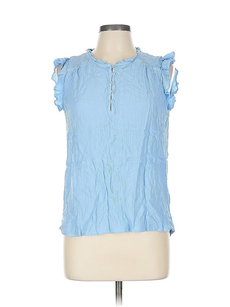 Pre-owned Ann Taylor Loft Sleeveless Blouse In Blue