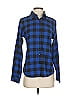 Unbranded Checkered-gingham Blue Long Sleeve Button-Down Shirt Size S - photo 1