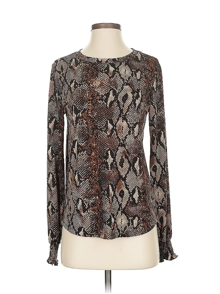 Pre-owned Allison Joy Long Sleeve Blouse In Brown