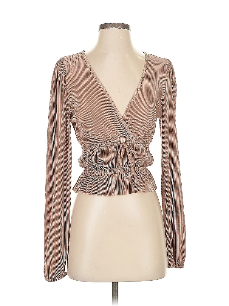 Pre-owned Zara Long Sleeve Blouse In Brown