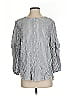 Max Studio Stripes Silver 3/4 Sleeve Blouse Size S - photo 1