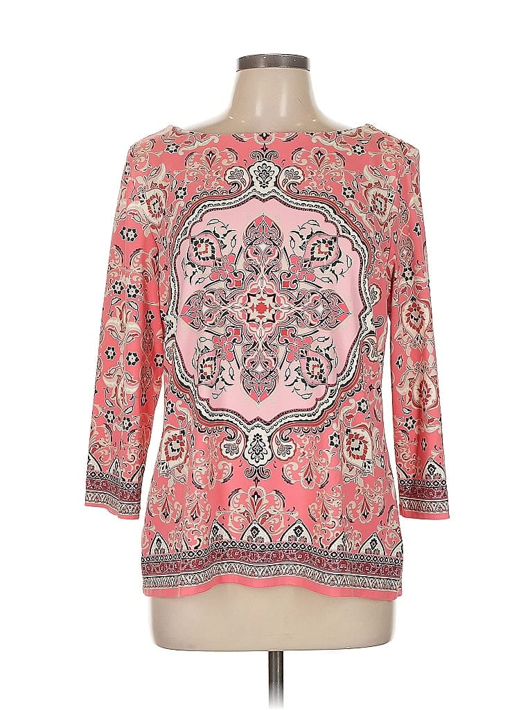 Click to view more detailed imagery on our partner's website Pre-owned Charter Club 3/4 Sleeve Blouse In Pink