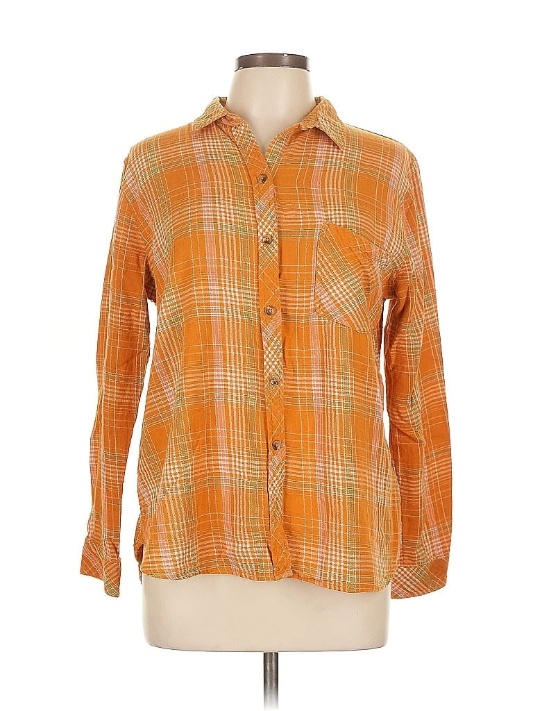 Pre-owned Sonoma Goods For Life Long Sleeve Button Down Shirt In Orange