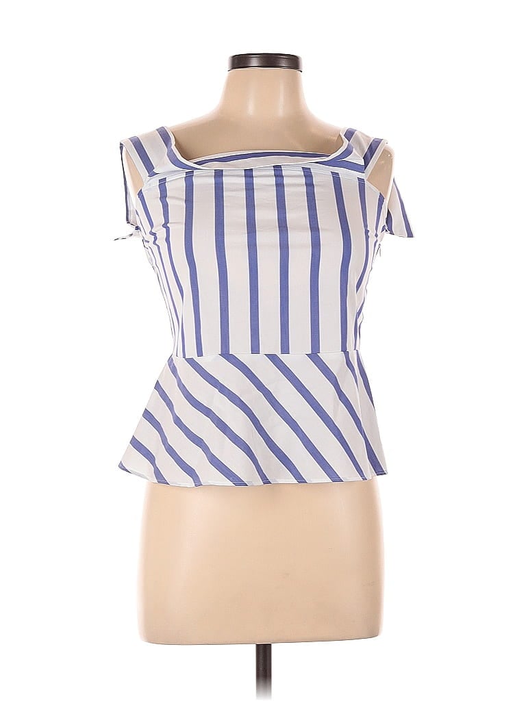 Pre-owned Express Short Sleeve Top Blue One Shoulder Neckline Tops