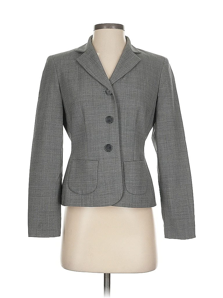 Pre-owned Ann Taylor Wool Blazer Jacket In Gray
