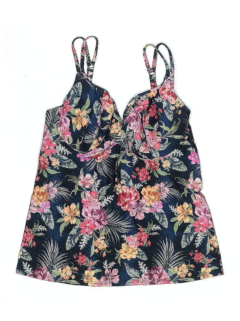 Pre-owned Birdsong Swimsuit Top Black Floral Pattern Swimwear
