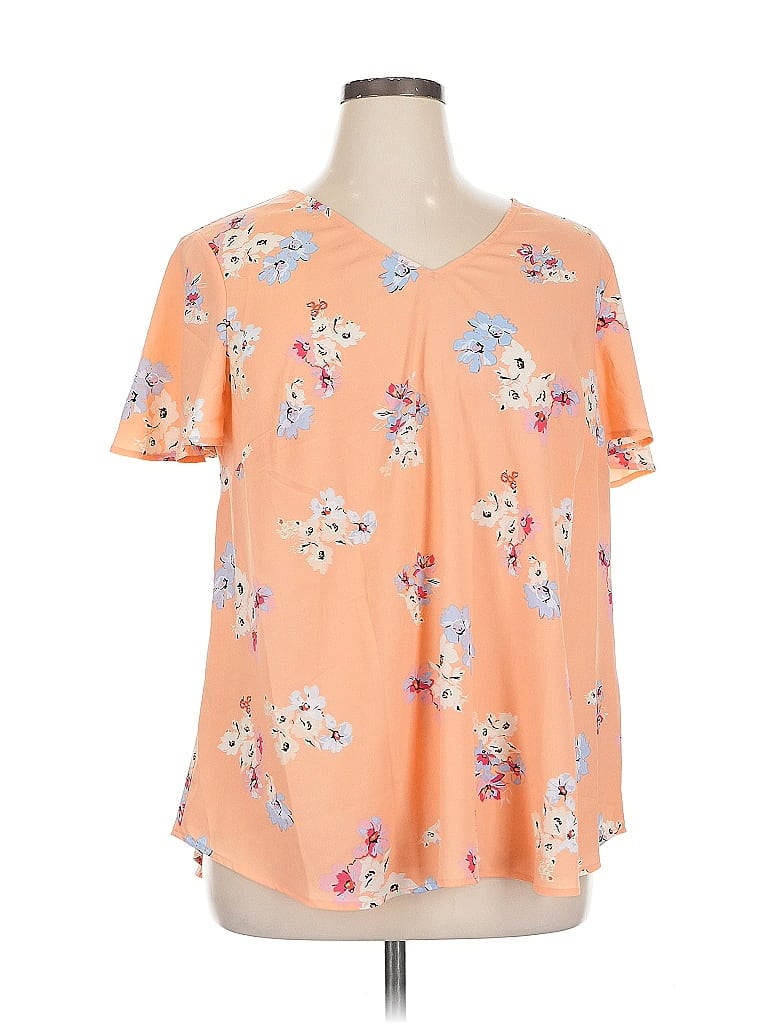 Pre-owned Lane Bryant Outlet Short Sleeve Blouse In Orange