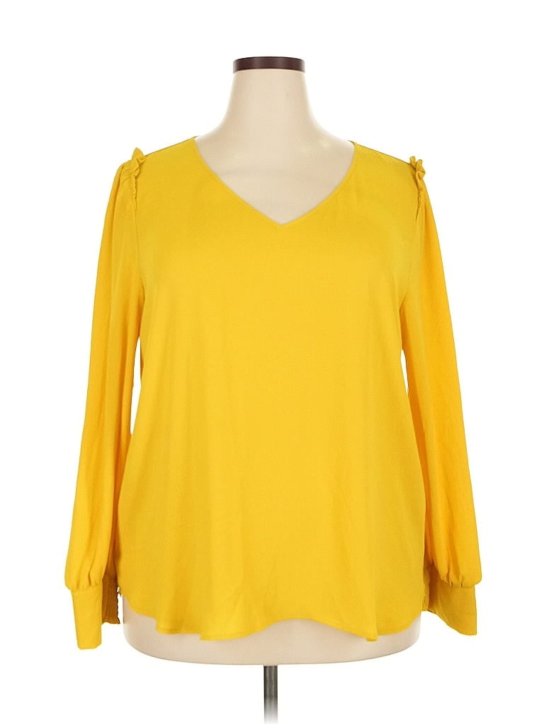 Pre-owned Ann Taylor Loft Long Sleeve Blouse In Yellow