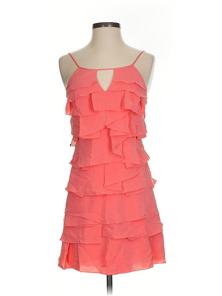 Bcbgmaxazria Sleeveless Silk Top Pink Strapless Neckline Tops