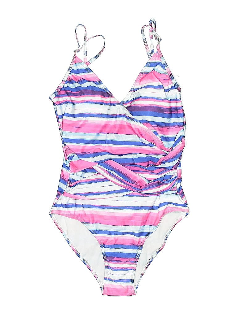 Catherine Malandrino Stripes Pink One Piece Swimsuit Size M - photo 1