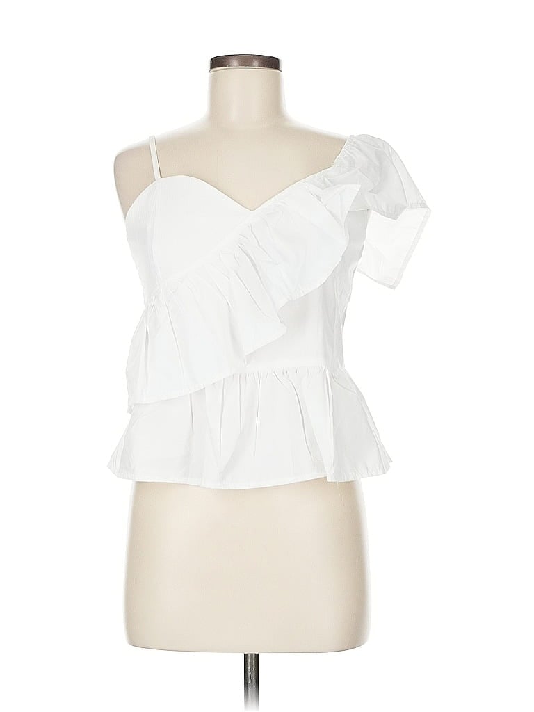 Pre-owned Romwe Sleeveless Blouse In White