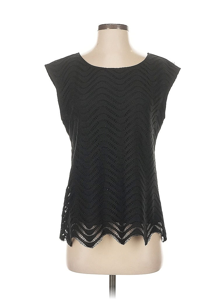 Pre-owned Max Studio Short Sleeve Top Black Scoop Neck Tops