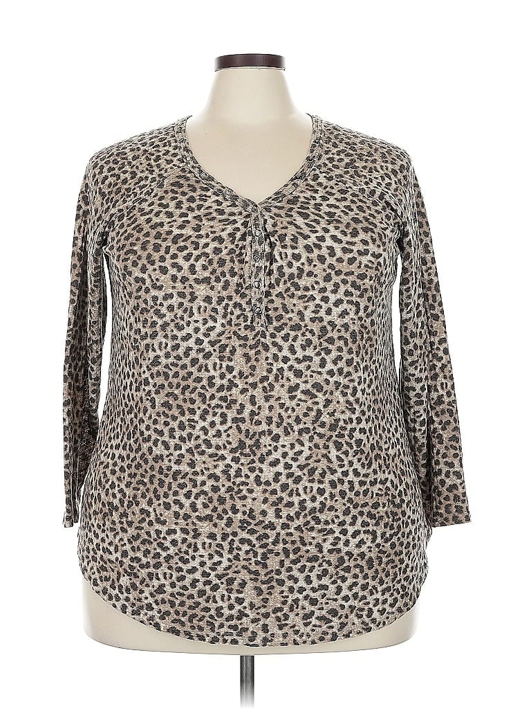 Pre-owned Torrid Long Sleeve Henley Shirt In Brown