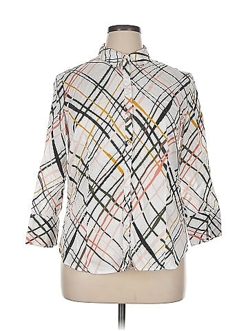 New York & Company 3/4 Sleeve Button-Down Shirt (view 1)