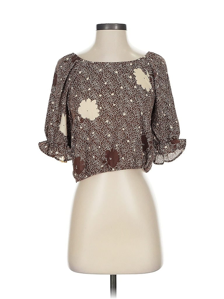 Pre-owned Sienna Sky 3/4 Sleeve Blouse In Brown