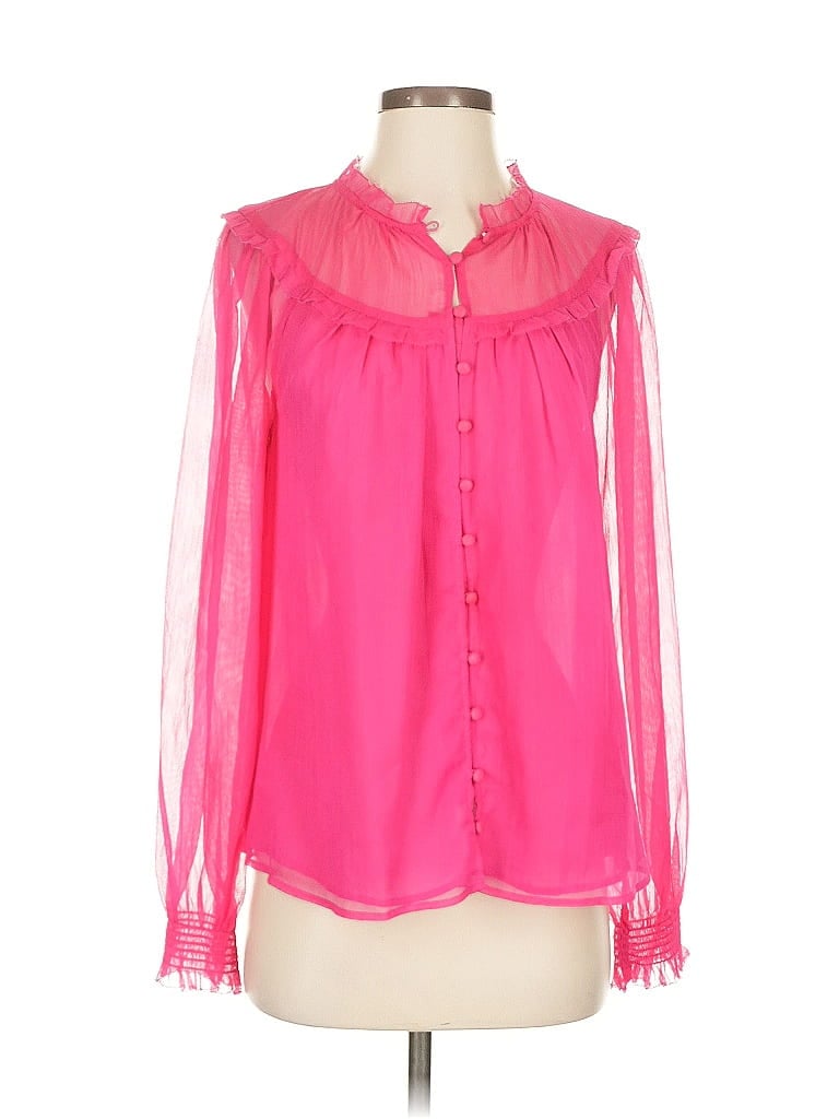 Pre-owned Ann Taylor Long Sleeve Blouse In Pink