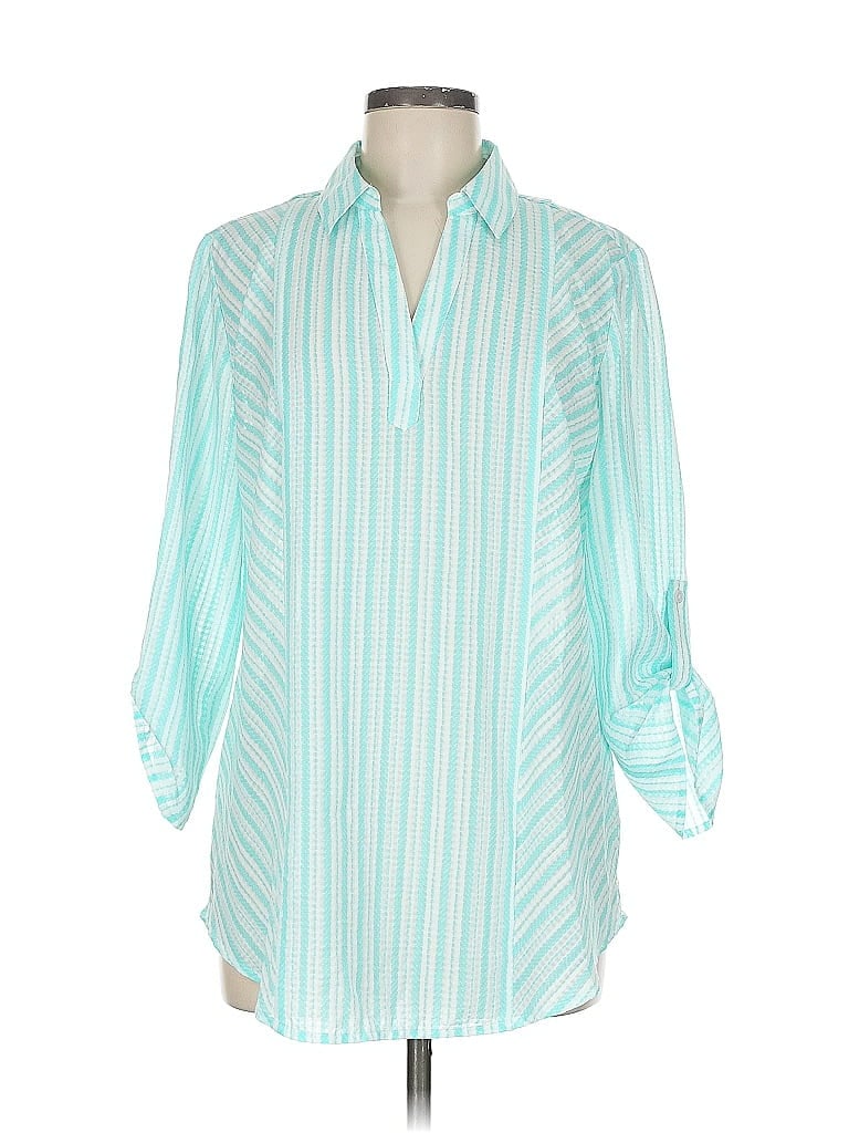 Click to view more detailed imagery on our partner's website Pre-owned Chico's 3/4 Sleeve Blouse In Blue