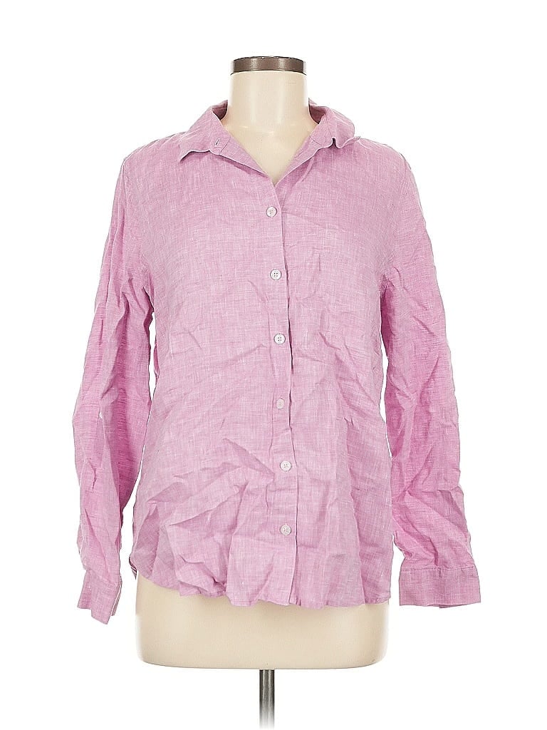 Pre-owned Chico's Long Sleeve Button Down Shirt In Pink
