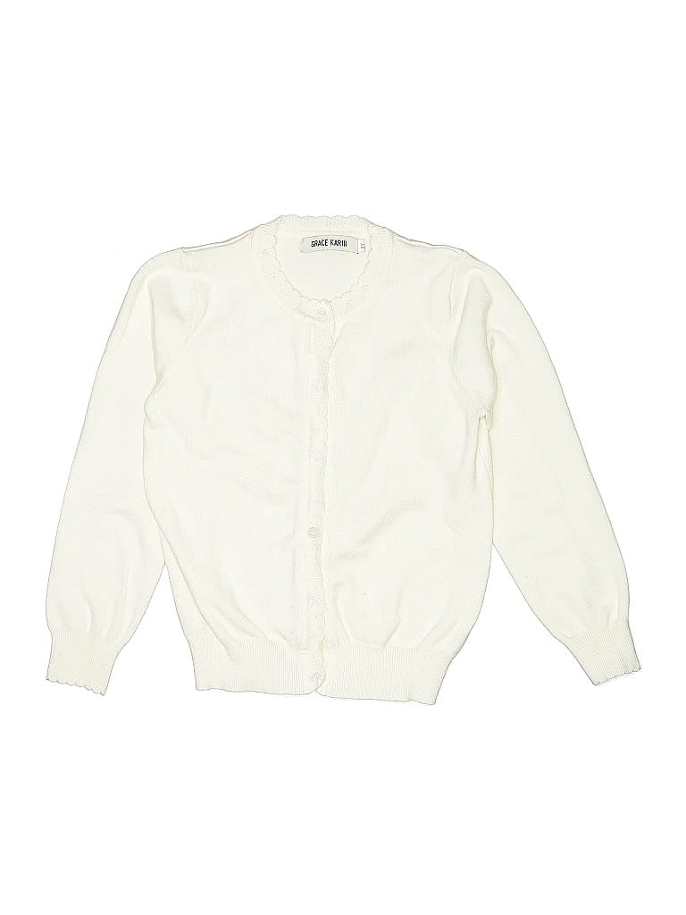 Pre-owned Grace Karin Kids' Cardigan Sweater In White