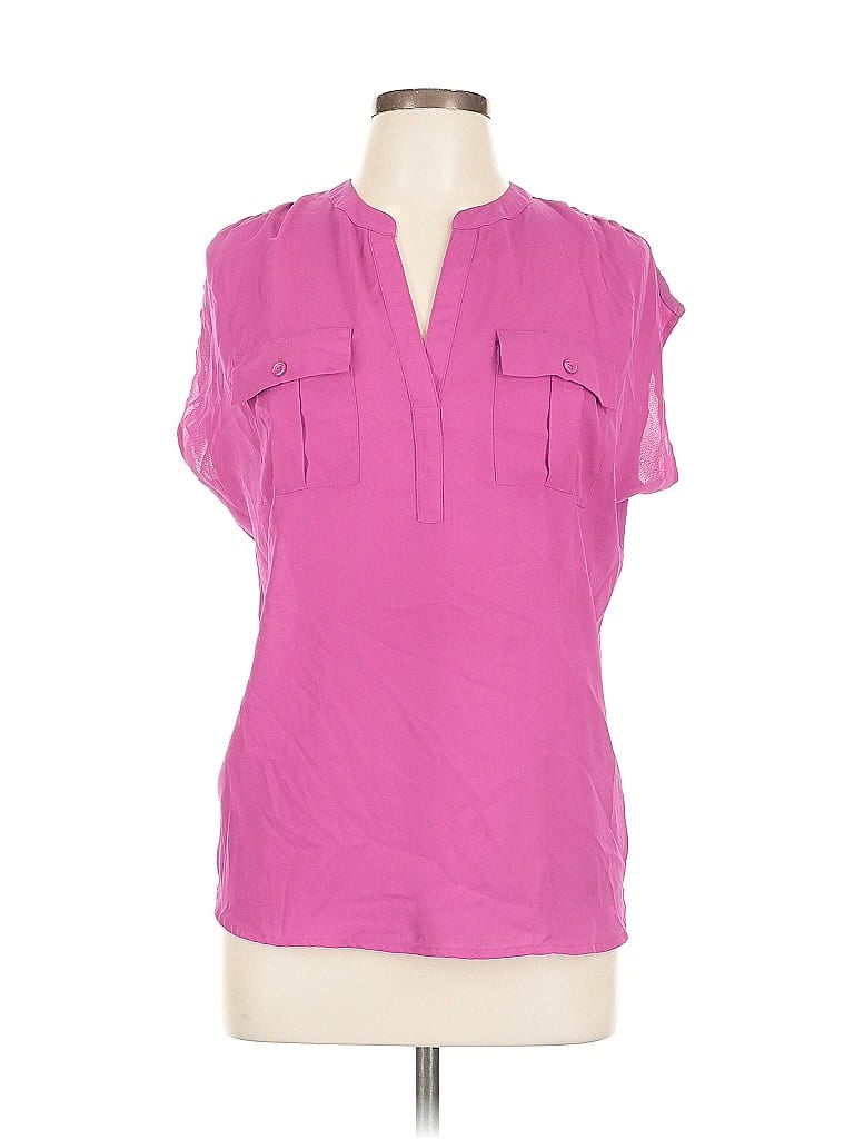 Pre-owned Inc International Concepts Short Sleeve Blouse In Purple