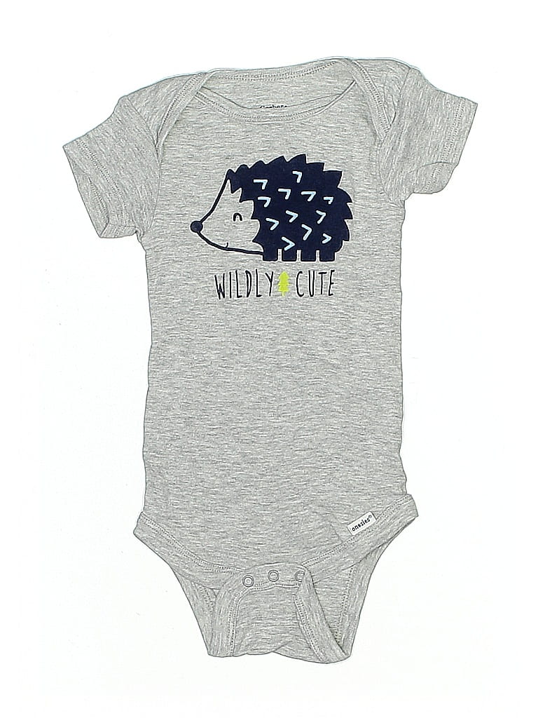 Pre-owned Gerber Babies' Short Sleeve Onesie In Gray