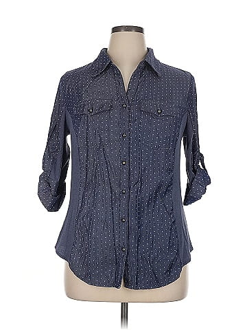 NY Collection 3/4 Sleeve Button-Down Shirt (view 1)