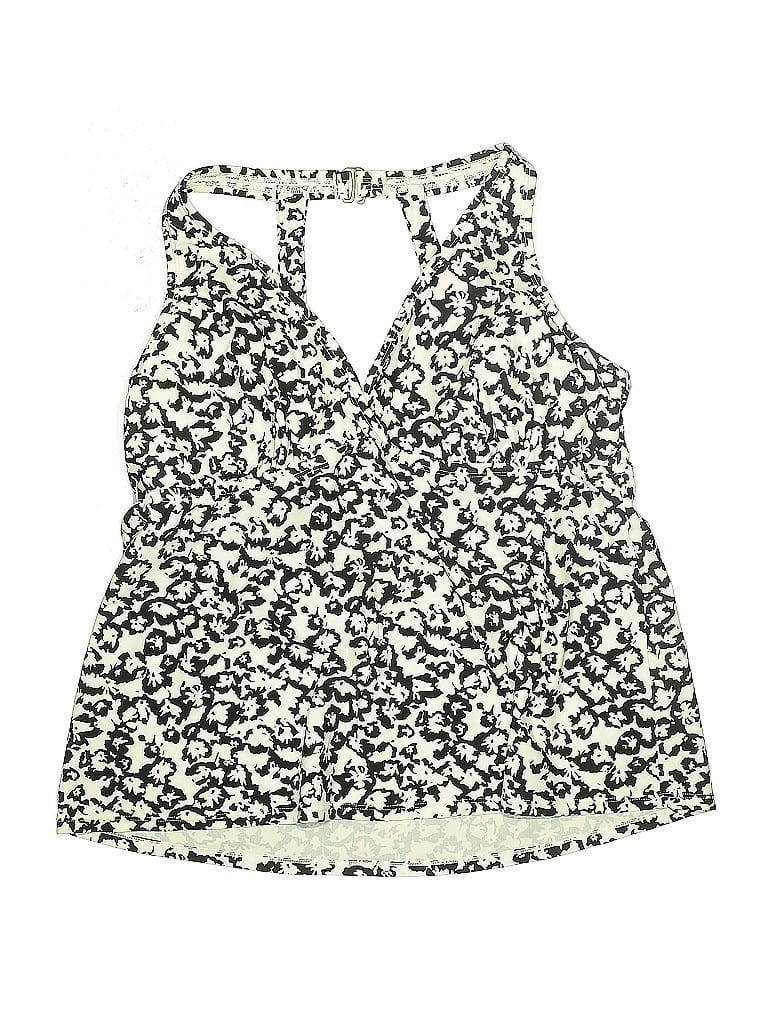 Pre-owned Island Escape Swimsuit Top Ivory Print Pattern Swimwear In White