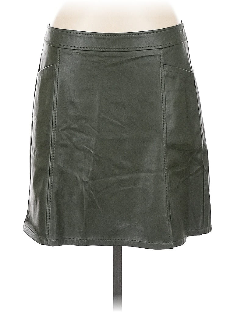 Pre-owned Ann Taylor Loft Faux Leather Skirt In Green