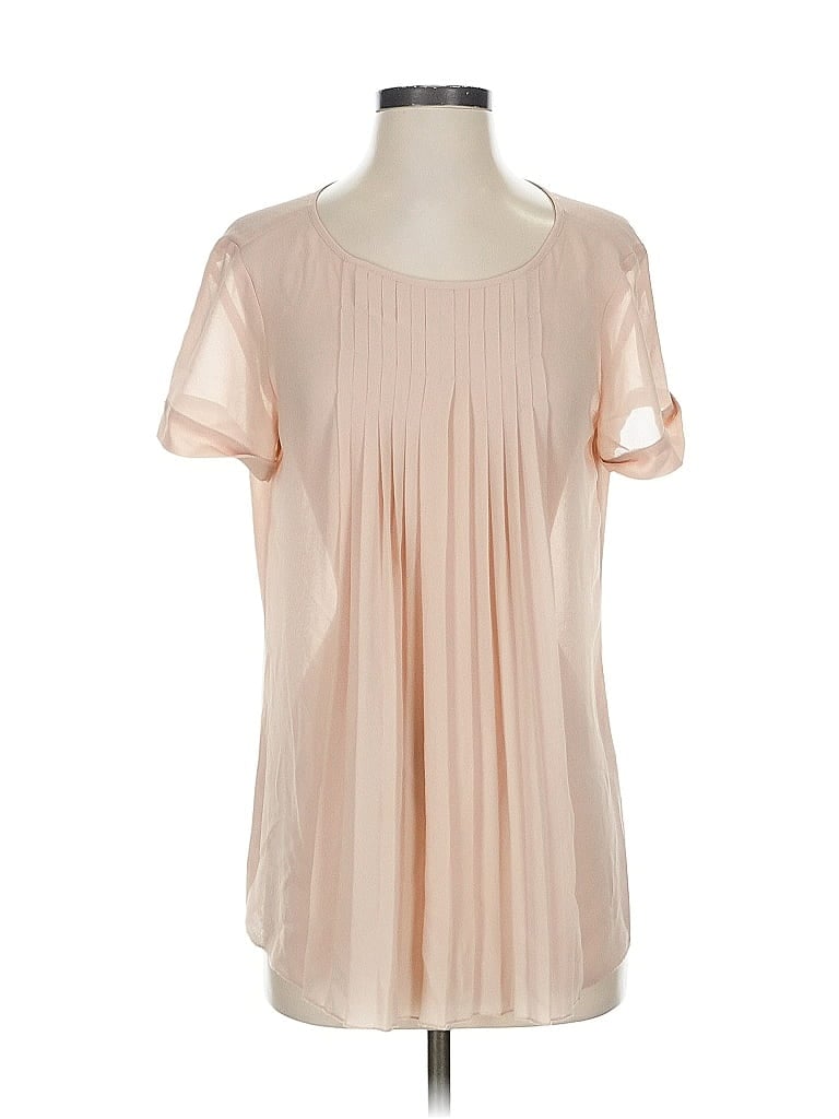 Pre-owned Ann Taylor Loft Short Sleeve Blouse In Pink