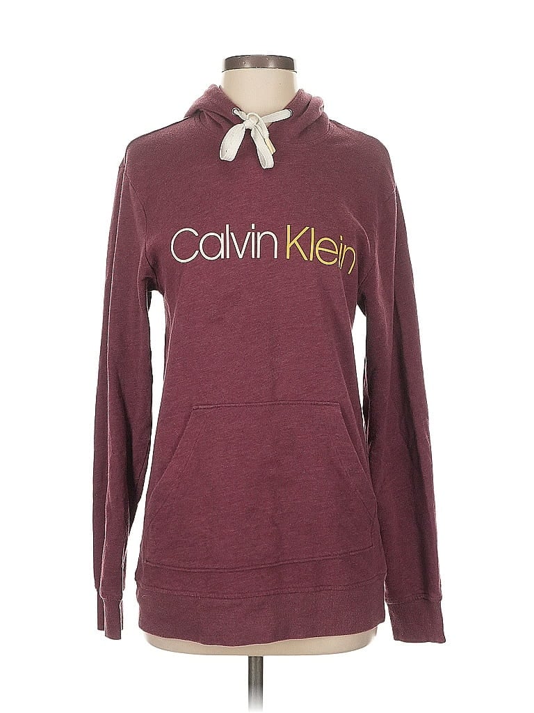 Pre-owned Calvin Klein Pullover Hoodie In Burgundy