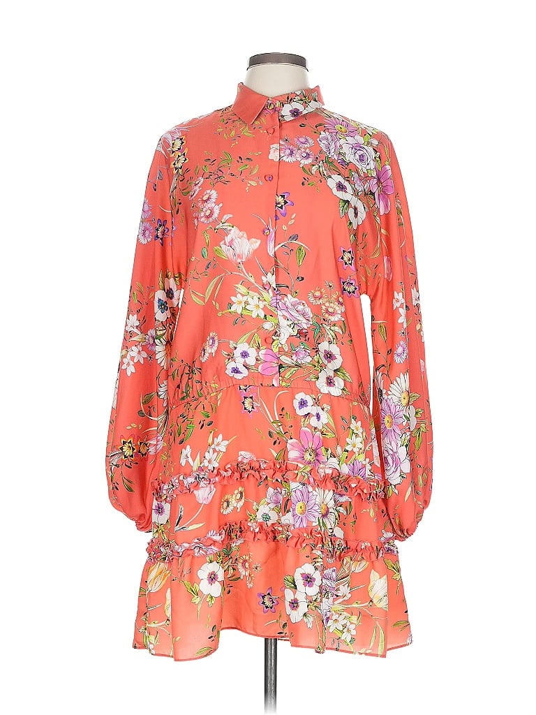 Alexis 100% Polyester Floral Orange Casual Dress Size L - photo 1
