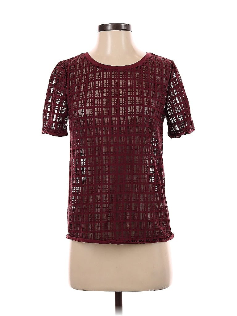 Click to view more detailed imagery on our partner's website Pre-owned Ann Taylor Loft Short Sleeve Top Burgundy Square Neckline Tops