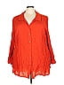 BLOUSE 100% Rayon Orange 3/4 Sleeve Button-Down Shirt Size 3X - photo 1