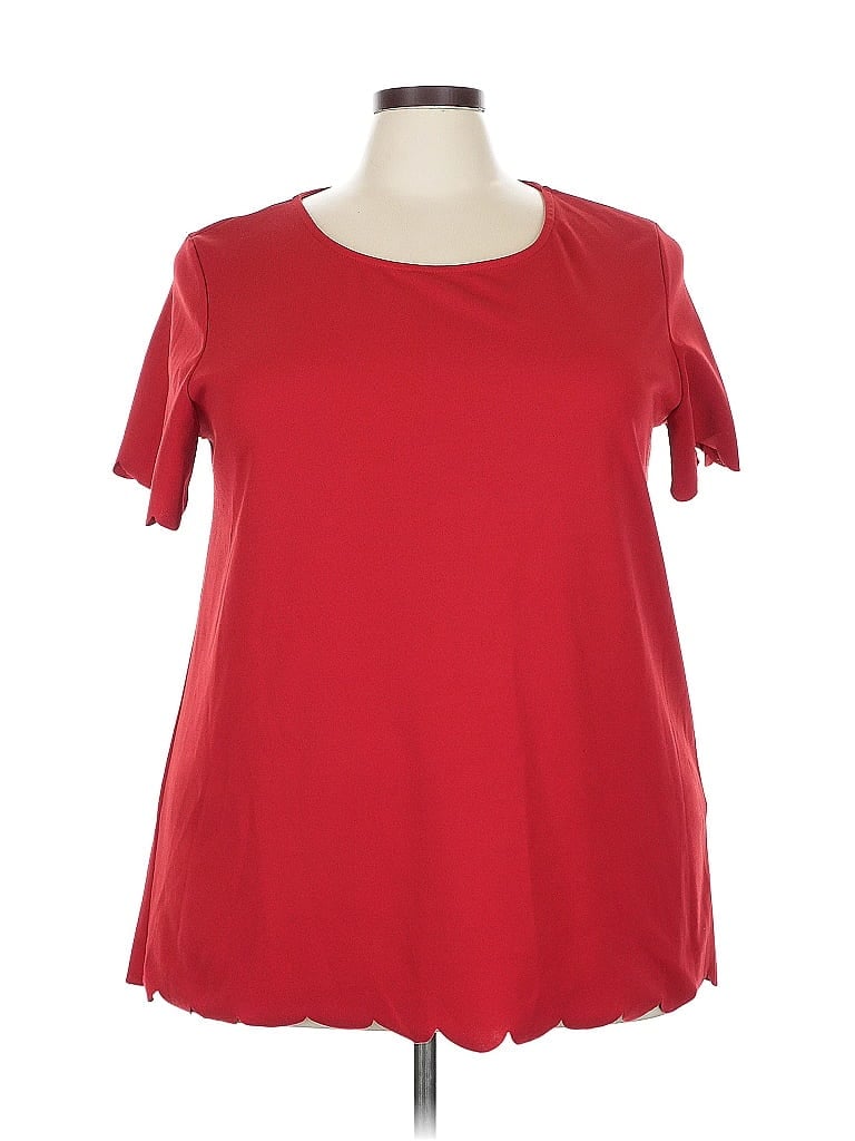 Pre-owned Jodifl Short Sleeve Top Red Keyhole Neckline Tops