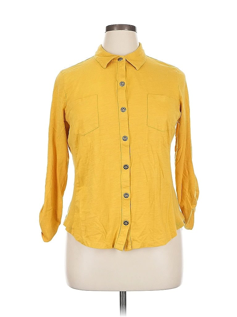 Click to view more detailed imagery on our partner's website Pre-owned Style & Co 3/4 Sleeve Button Down Shirt In Yellow