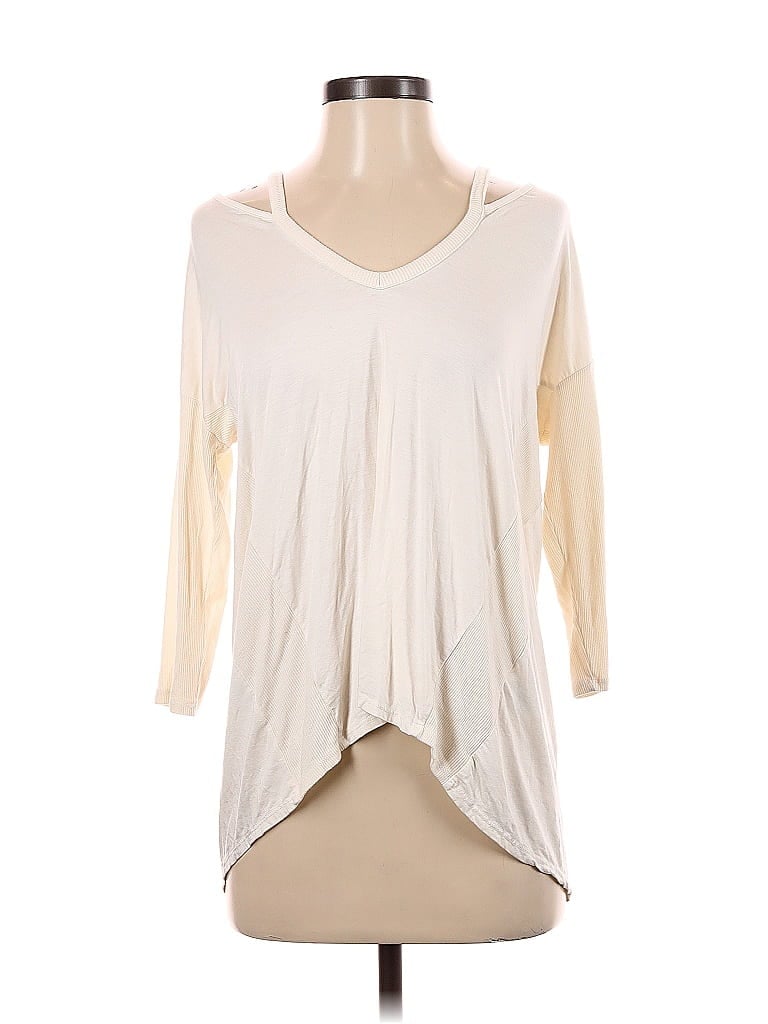 Pre-owned Three Dots 3/4 Sleeve T-shirt In White